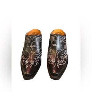 Lucchese Black and Silver Embroidered Western Boots